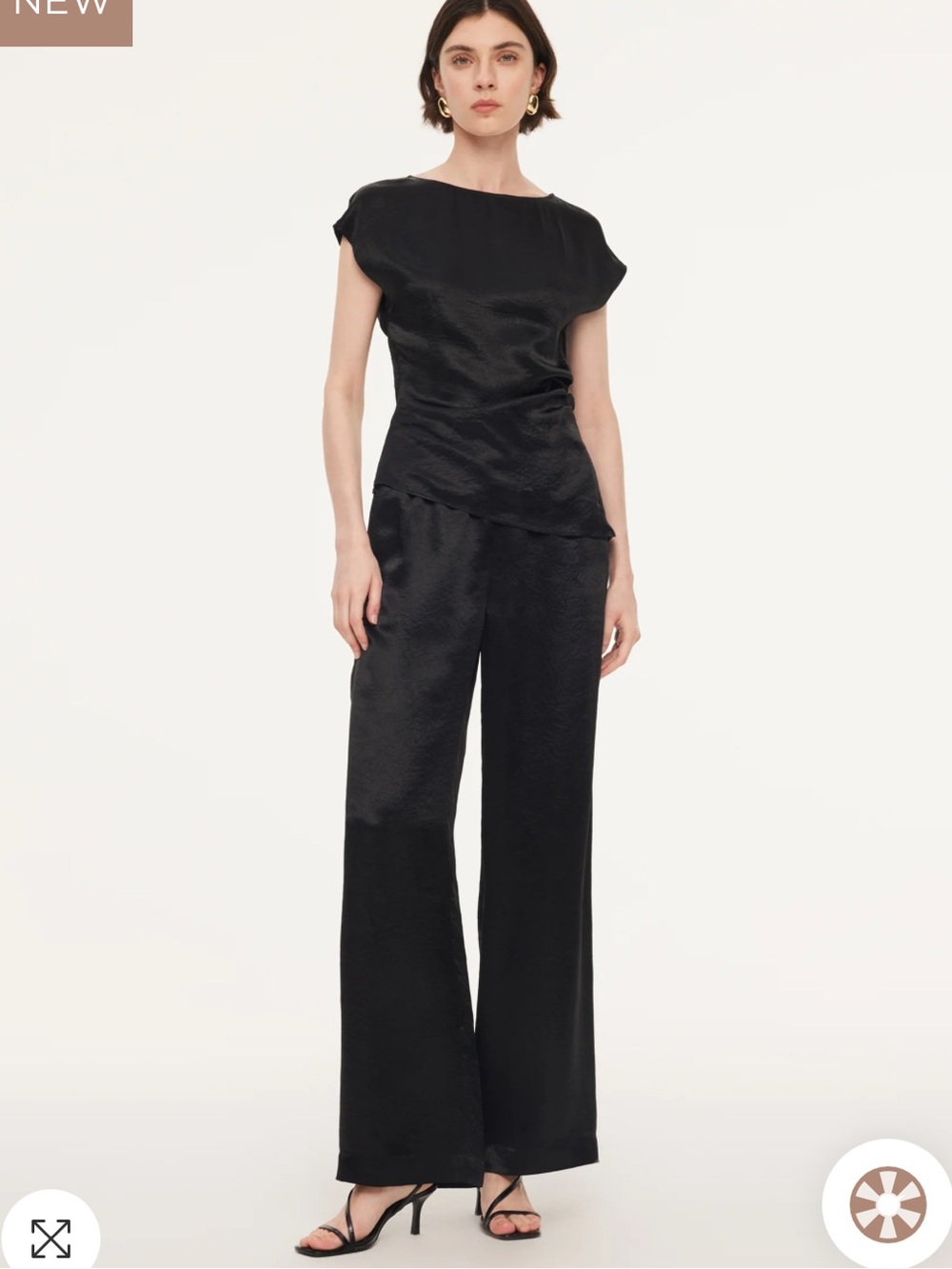 Goelia 100% Acetate Ruched Side Top And Pants Two-Piece Set
